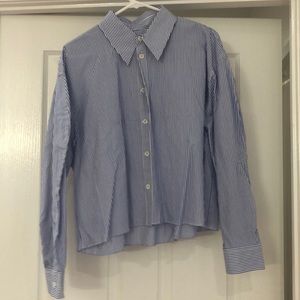 Tibi striped cropped button down